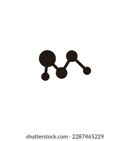 Letter M molecule, science geometric symbol simple logo vector