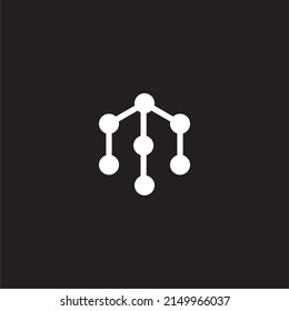 Letra M moléculas, logotipo del vector del símbolo simple hexagonal