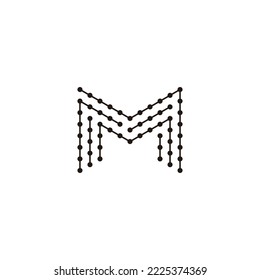 Letra M moléculas, líneas símbolo geométrico simple vector logo