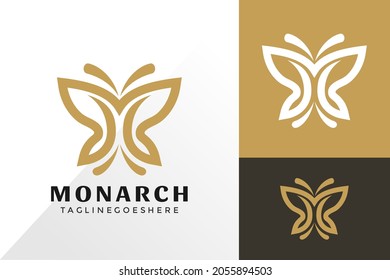 Letter M Monarch Butterfly Logo Vector Design, Creative Logos Designs Concept For Template