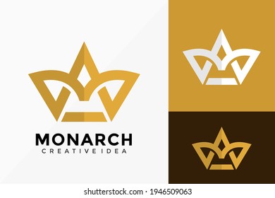 Letter M Monarch Crown Logo Vector Design. Abstract emblem, designs concept, logos, logotype element for template.