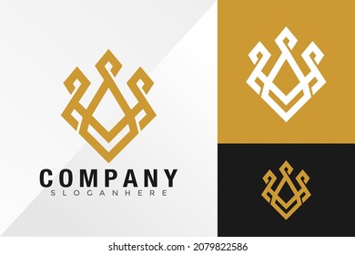 Letra M Modelo de diseño de logotipo de la corona monarca Modelo de ilustración de vector