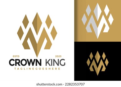 Letra M monarch crown logo vector ilustración