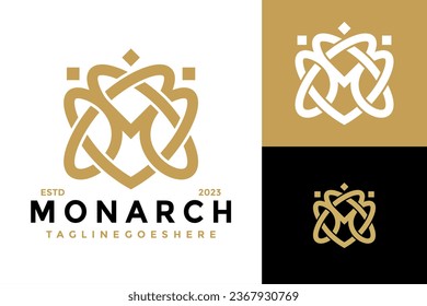 Letter M Monarch Crown Logo design vector symbol icon illustration