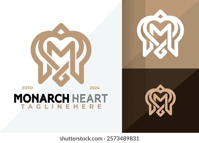 Letter M Monarch Heart Logo Icon Vector Design Illustration