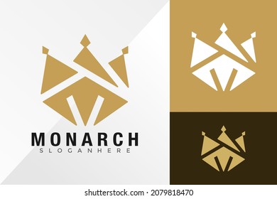 Letter M Monarch King Logo Design Vector illustration template