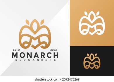 Letter M Monarch Leaf Logo Design Vector illustration template