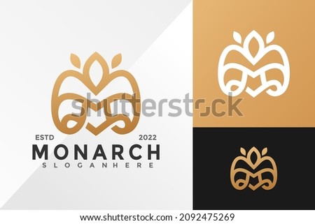 Letter M Monarch Leaf Logo Design Vector illustration template