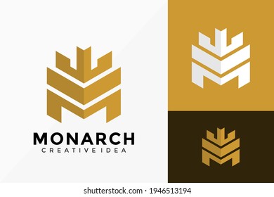 Diseño del vector con logotipo monarca de la letra M. Emblema abstracto, concepto de diseños, logotipos, elemento de logotipo para plantilla.