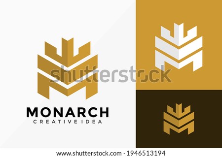 Letter M Monarch Logo Vector Design. Abstract emblem, designs concept, logos, logotype element for template.