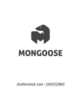 letter M and mongoose silhouette logo template