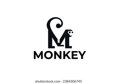 letter m monkey vector template logo design