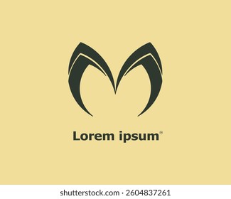 letter m monogram abstract design. simple leaf logo design.