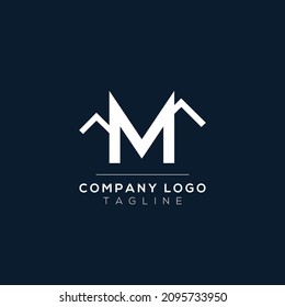 Letra M monograma con pico de montaña. Símbolo del logotipo de montaña. Diseño moderno de logotipo vectorial para el negocio, e identidad de la empresa.