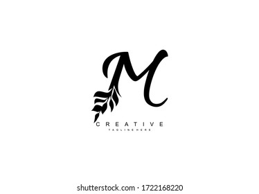 Letter M Monogram Floral Wreath Logotype Stock Vector (Royalty Free ...