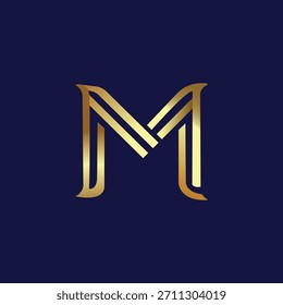 Letra M monograma inicial oro geométrico abstracto símbolo moderno Vector logo Plantilla