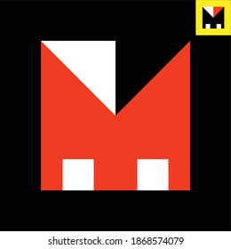 Diseño del logotipo del monólogo de la letra M en estilo de arte Bauhaus. Logo vector en Eps 8.