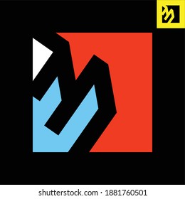 Letter M monogram logo design in Gestalt art style. Vector logo in Eps 8.