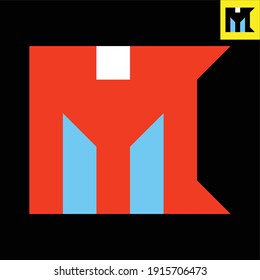 Letter M monogram logo design in Bauhaus art style. Vector logo in Eps 8.