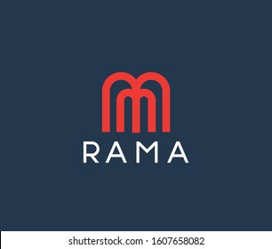Letter M monogram Logo Icon Minimal emblem design template