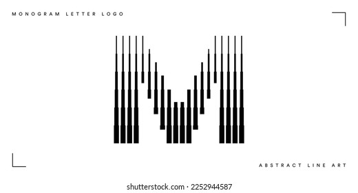 Letra abstracta de la línea de arte m logotipo de monograma