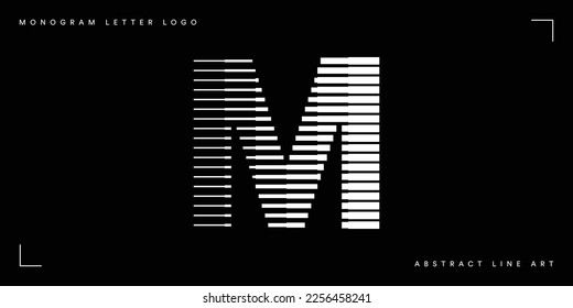 Letter M Monogram Logo Icon Geometric Horizontal Stripe Lines