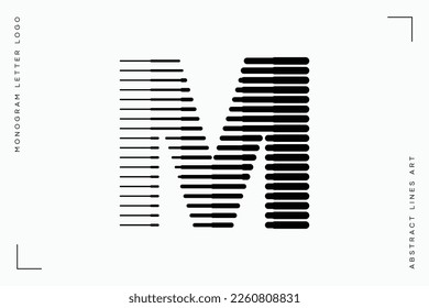 Letter M Monogram Logo Icon Geometric Horizontal Motion Stripe Lines