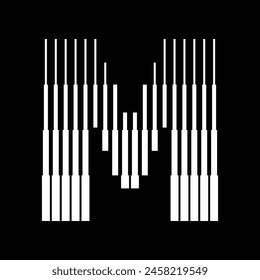 Letter M Monogram Logo Icon Geometric Vertical Stripe Lines