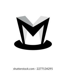 Letter m monogram man hat modern creative logo