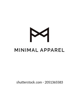 Letter M monogram, minimalist, apparel, fashion, clothing logo design, vector, illustration, crest, initial letter, typographic, template, brand, business identity