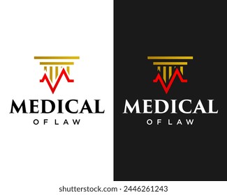 Letter M monogram pillar of law logo design.