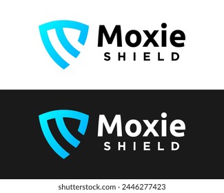 Letter M monogram shield security protection technology logo design.