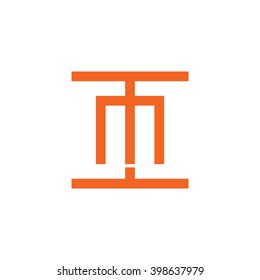 letter I and M monogram square shape logo orange