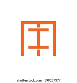 letter M and I monogram square shape logo orange