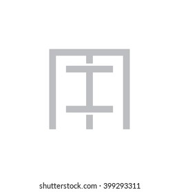 letter M and I monogram square shape logo gray