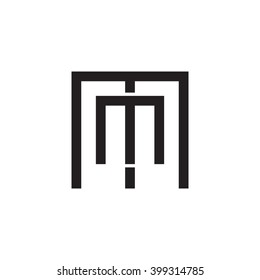letter M and M monogram square shape logo black