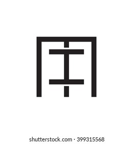 letter M and I monogram square shape logo black