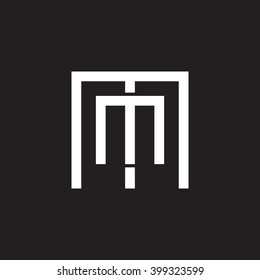 letter M and M monogram square shape logo white black background