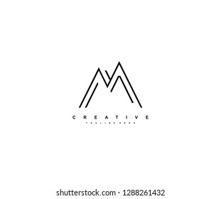 Letter M Monoline Linear Minimalism Modern Type Logo