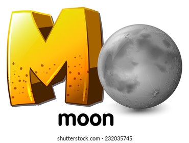 A letter M for moon on a white background 