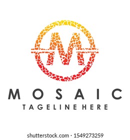 Letter M Mosaic Logo Vector