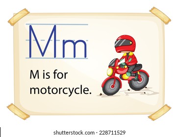 A letter M for motorcycle on a white background 