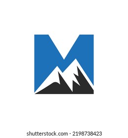 Letter M Mount Logo Vector Sign. Mountain Nature Landscape Logo Combine With Hill Icon and Template