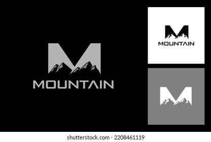 Letter M Mountain clever logo vector