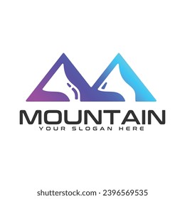 Letter M Mountain Gradient Logo Design