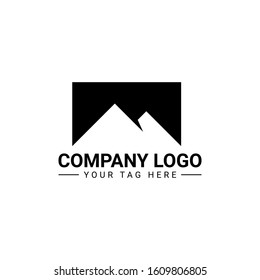 Letter M mountain icon logo vector