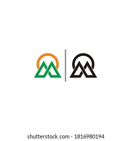 letter m mountain infinity design geometric line art logo vector