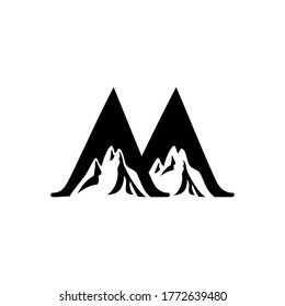 Letter M Mountain Logo Design Vector