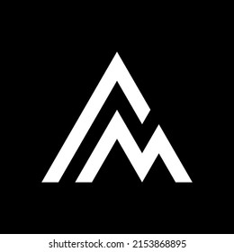 Letter A M mountain logo design template