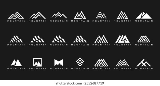 letra M design do logotipo da montanha, conjunto de coleção montanhas vetor gráfico